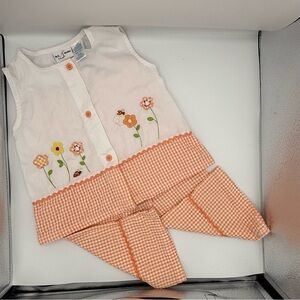 BT Kids Vibrant Orange Kids Matching Set Plaid Floral Size 4T